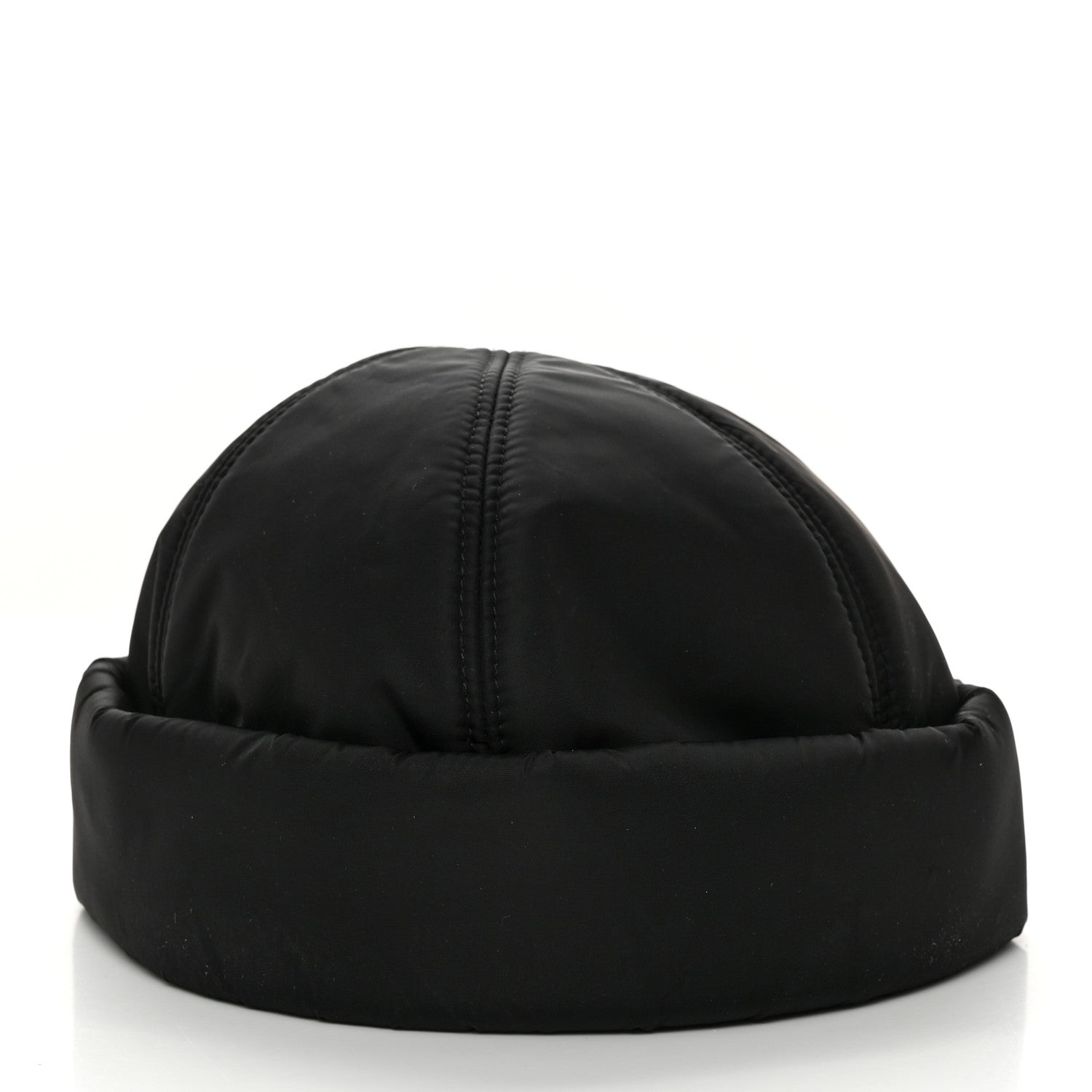 Prada Re-Nylon Padded Metal Triangle Logo Mens Beanie L Black 4 of 9
