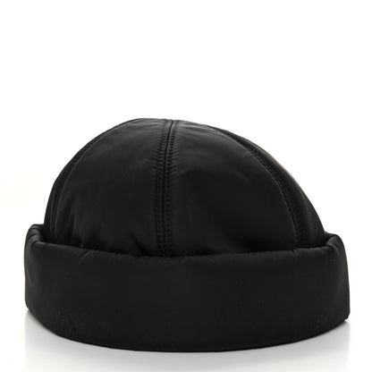 Prada Re-Nylon Padded Metal Triangle Logo Mens Beanie L Black 4 of 9
