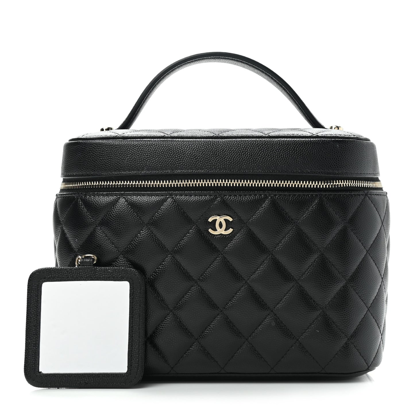 Caviar Quilted Large Vanity Pouch Black