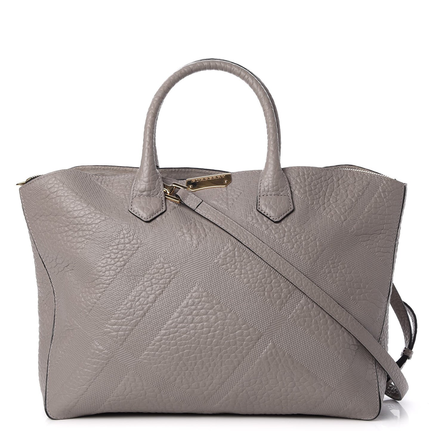 Heritage Grain Check Embossed Medium Dewsbury Tote Pale Grey