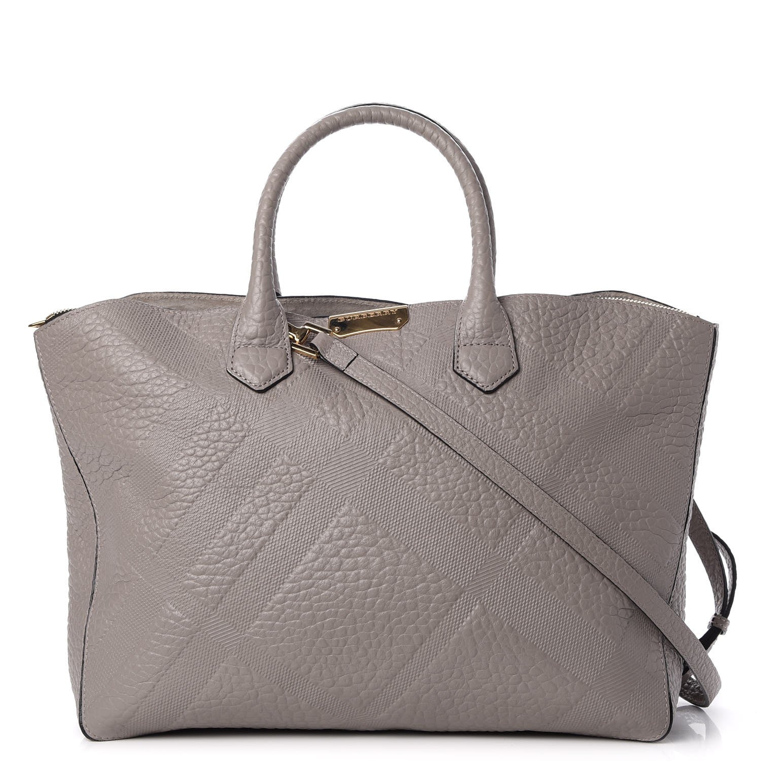 Burberry Heritage Grain Check Embossed Medium Dewsbury Tote Pale Grey 1 of 10