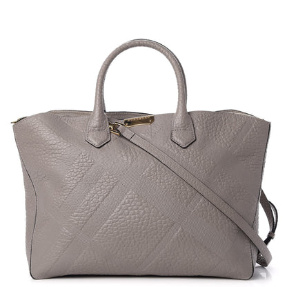 Burberry Heritage Grain Check Embossed Medium Dewsbury Tote Pale Grey 1 of 10