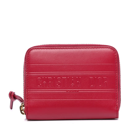 Christian Dior Calfskin Stripe Zip Around Wallet Cerise 1 of 4