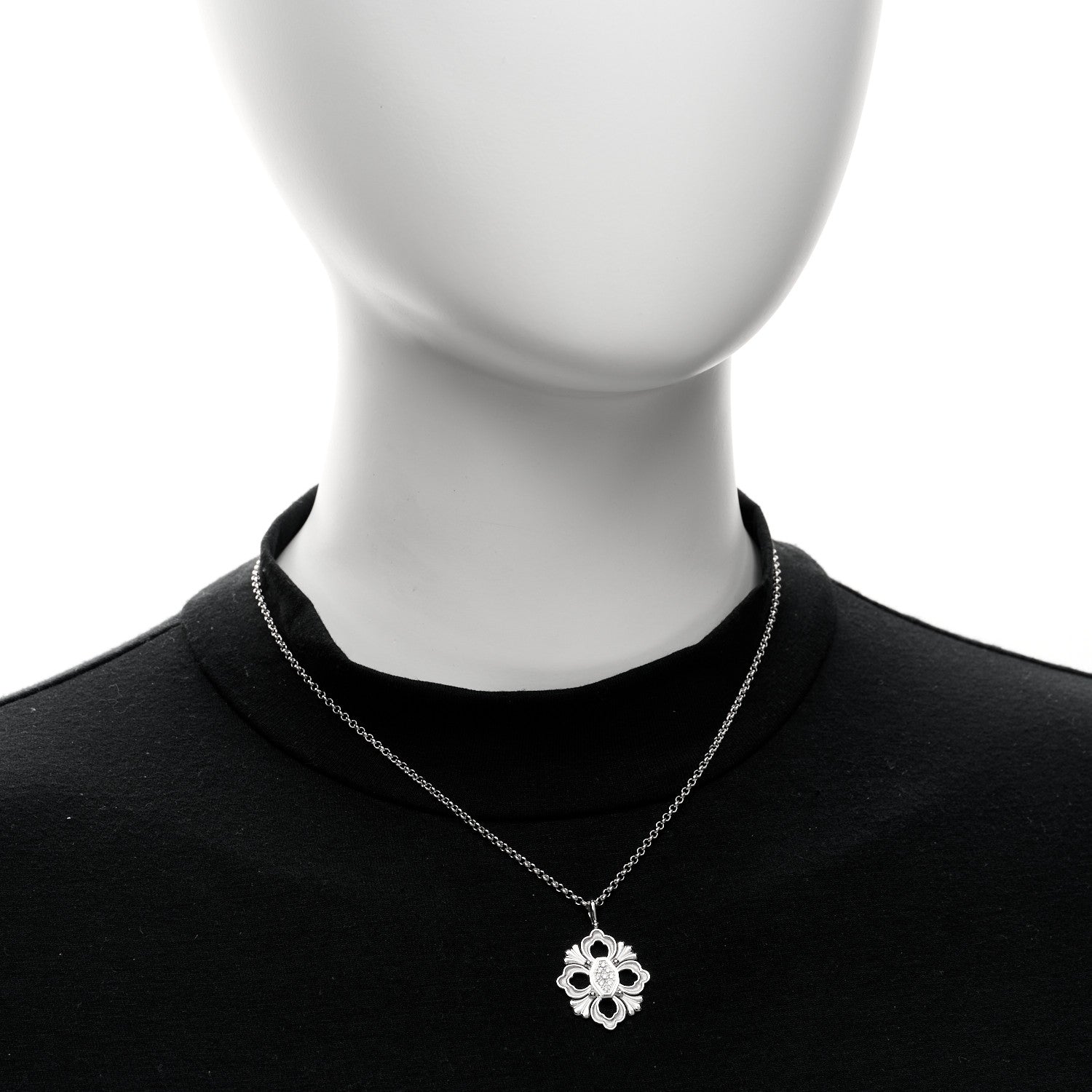Buccellati 18K White Gold Diamond Opera Tulle Pendant Necklace 2 of 5