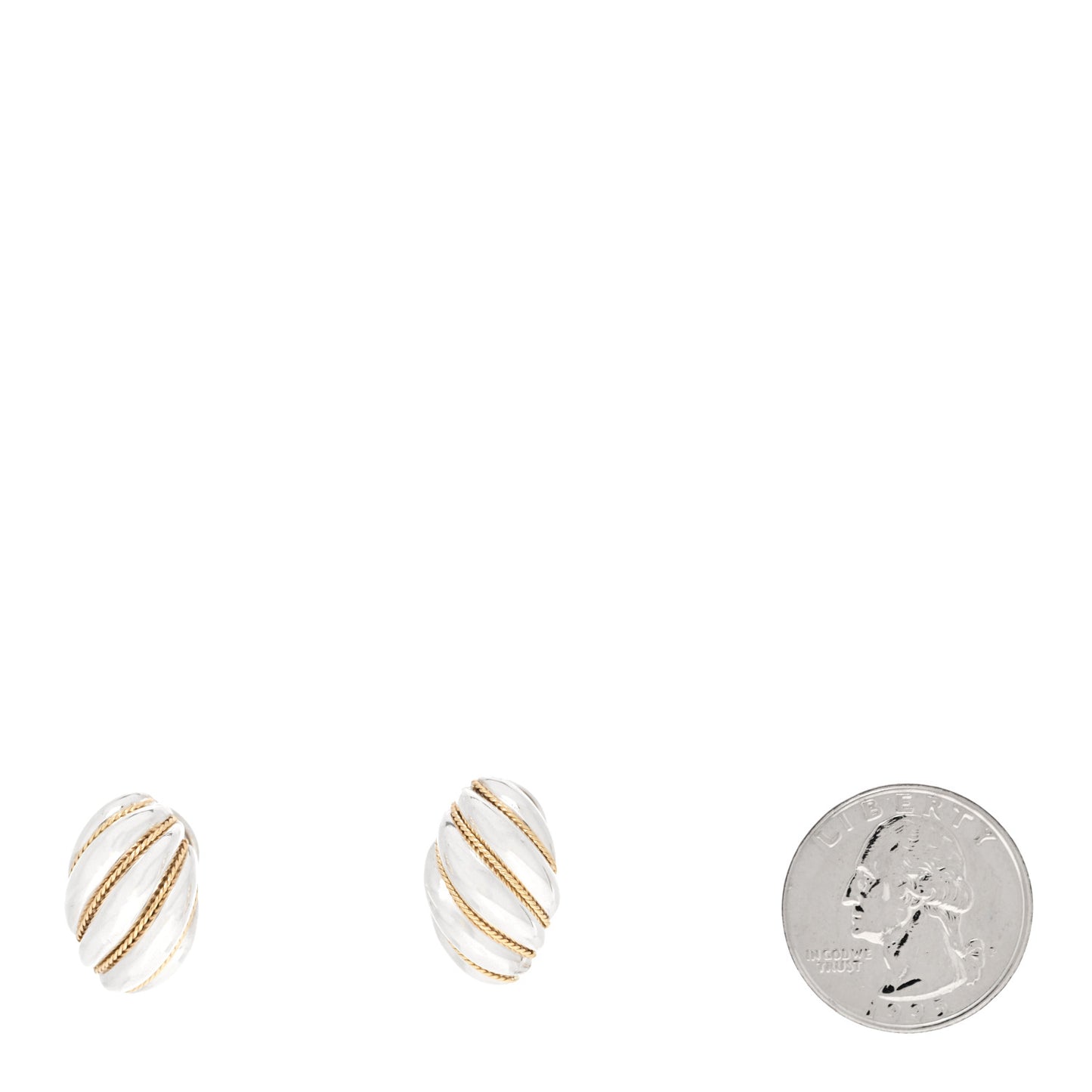 Sterling Silver 18K Yellow Gold Rope Dome Earrings