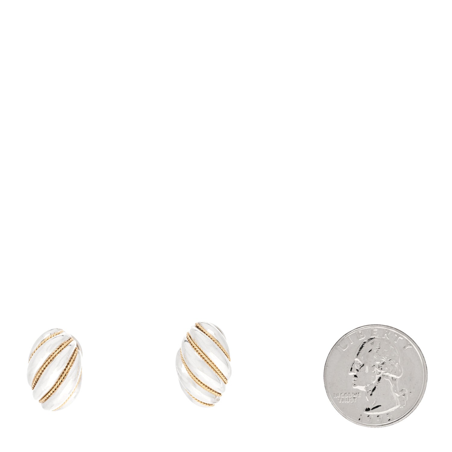 Tiffany Sterling Silver 18K Yellow Gold Rope Dome Earrings 2 of 5
