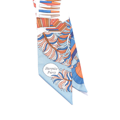 Hermes Silk De l'Ombrelle Aux Duels Twilly Bleu Potiron Creme 5 of 5