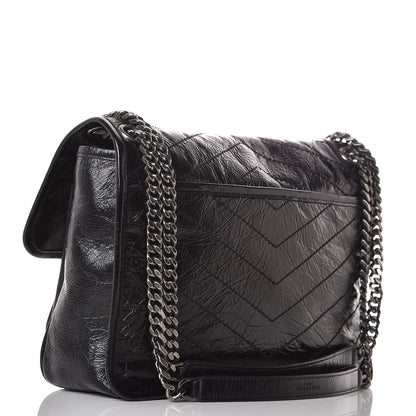 Saint Laurent Crinkled Calfskin Matelasse Monogram Medium Niki Chain Satchel Black 3 of 10