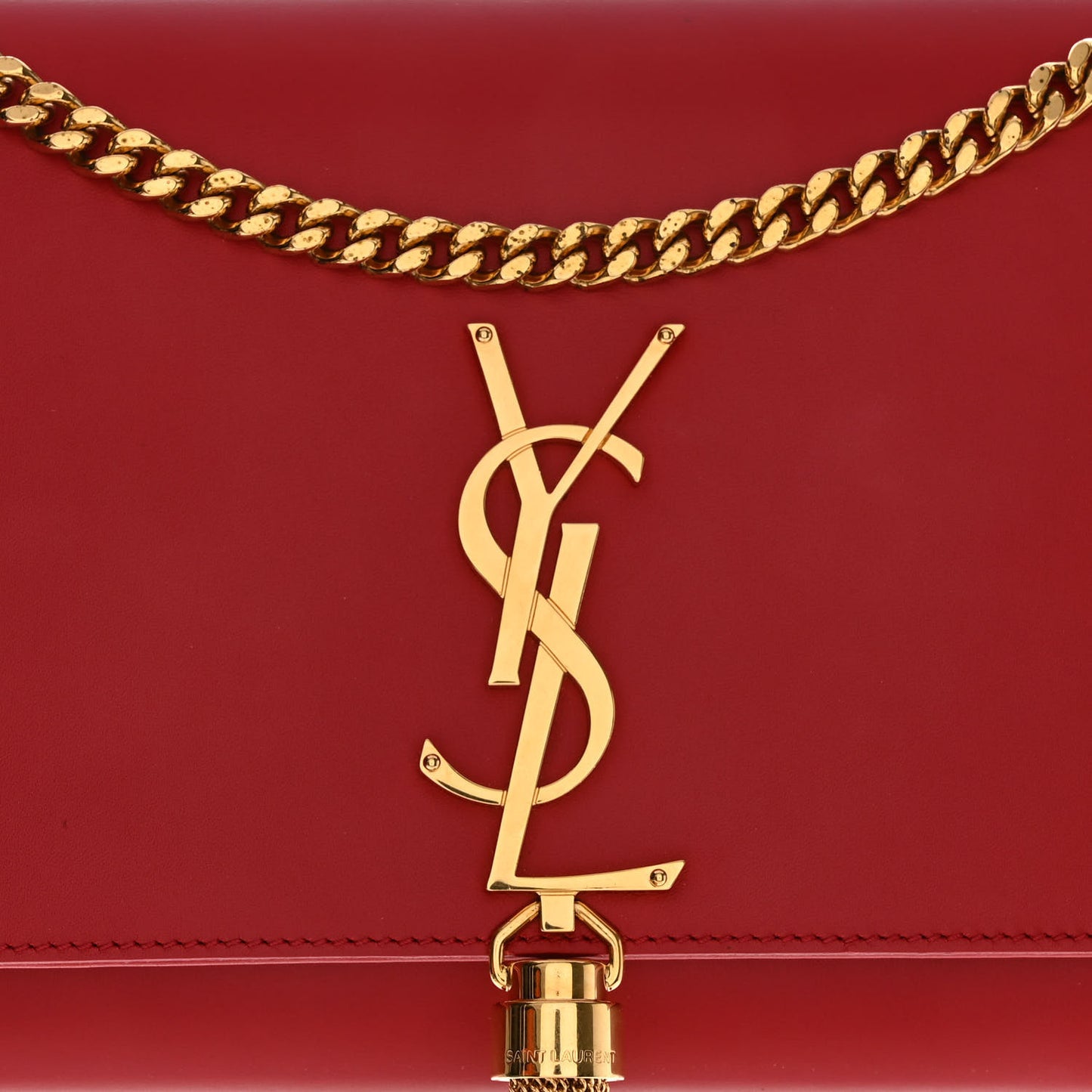 Smooth Calfskin Medium Classic Monogram Kate Tassel Satchel Lipstick Red