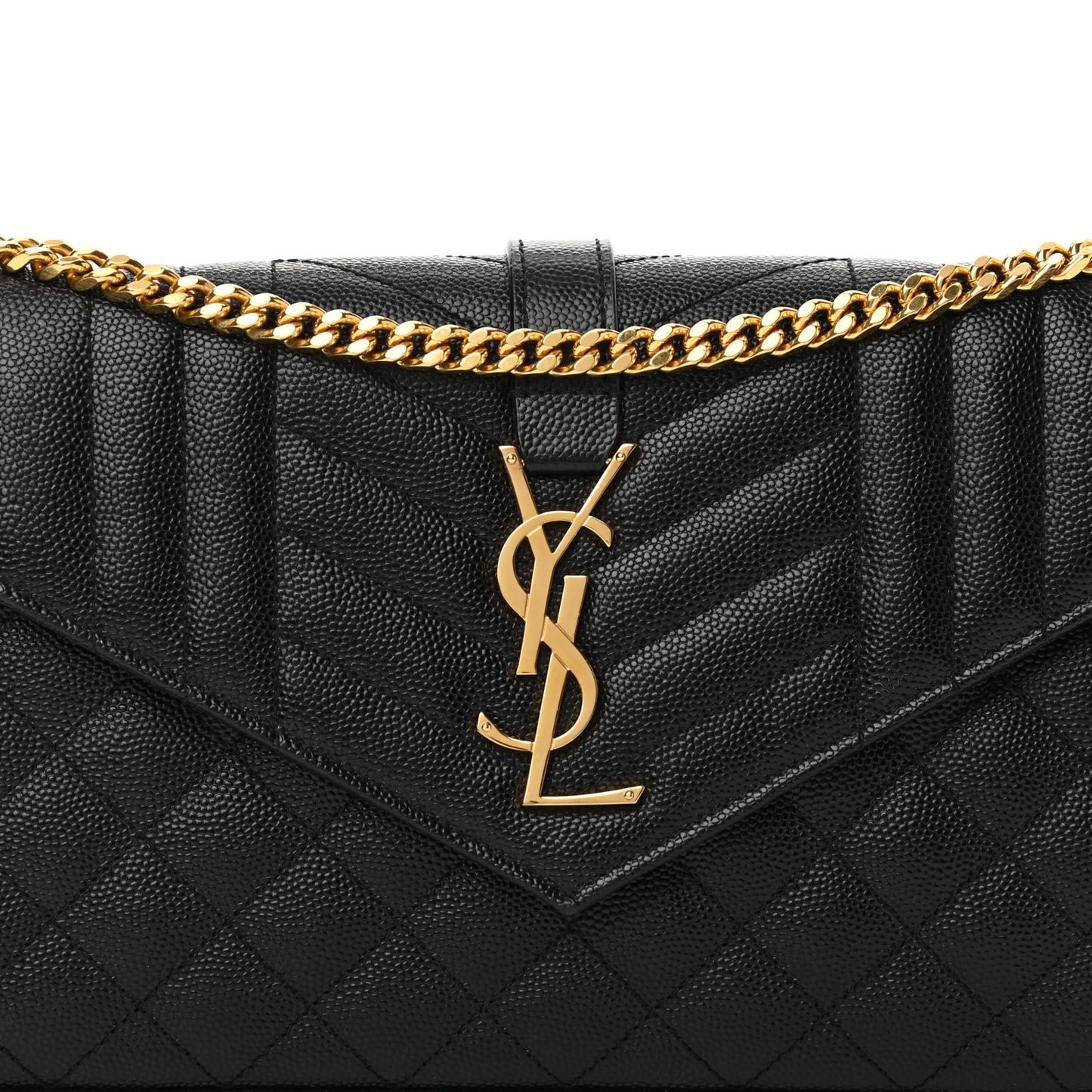 Grain De Poudre Mixed Matelasse Triquilt Monogram Chain Wallet Black