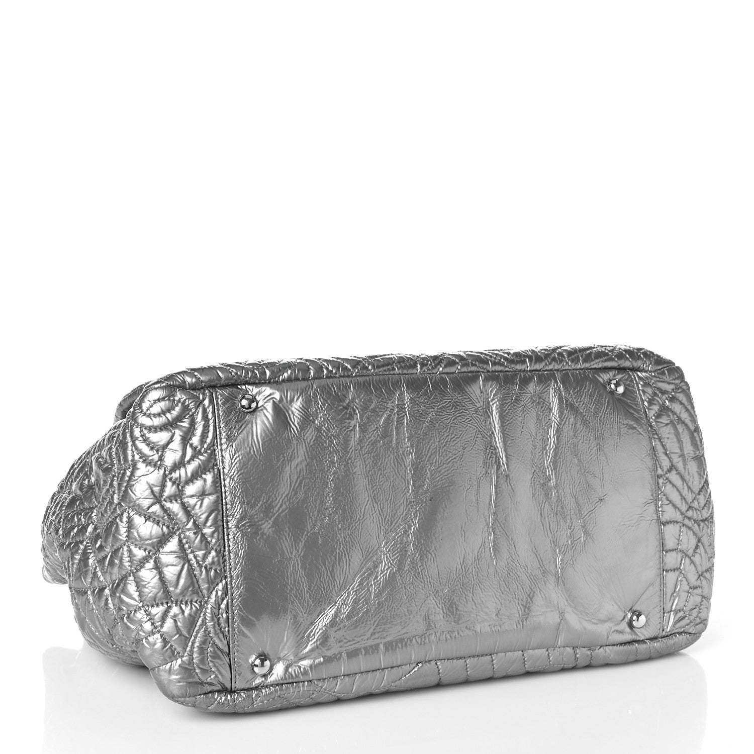 Chanel Vinyl Graphic Edge Accordion Flap Bag Silver 3 of 9