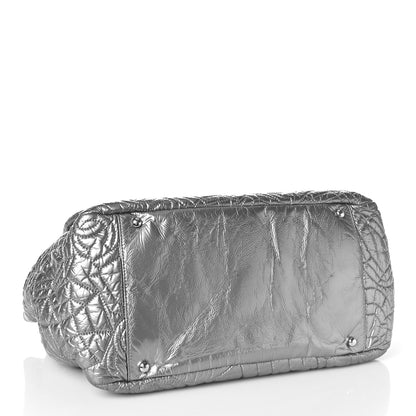Chanel Vinyl Graphic Edge Accordion Flap Bag Silver 3 of 9