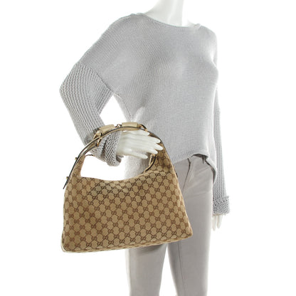 Gucci Monogram Medium Horsebit Chain Hobo Off White 2 of 7