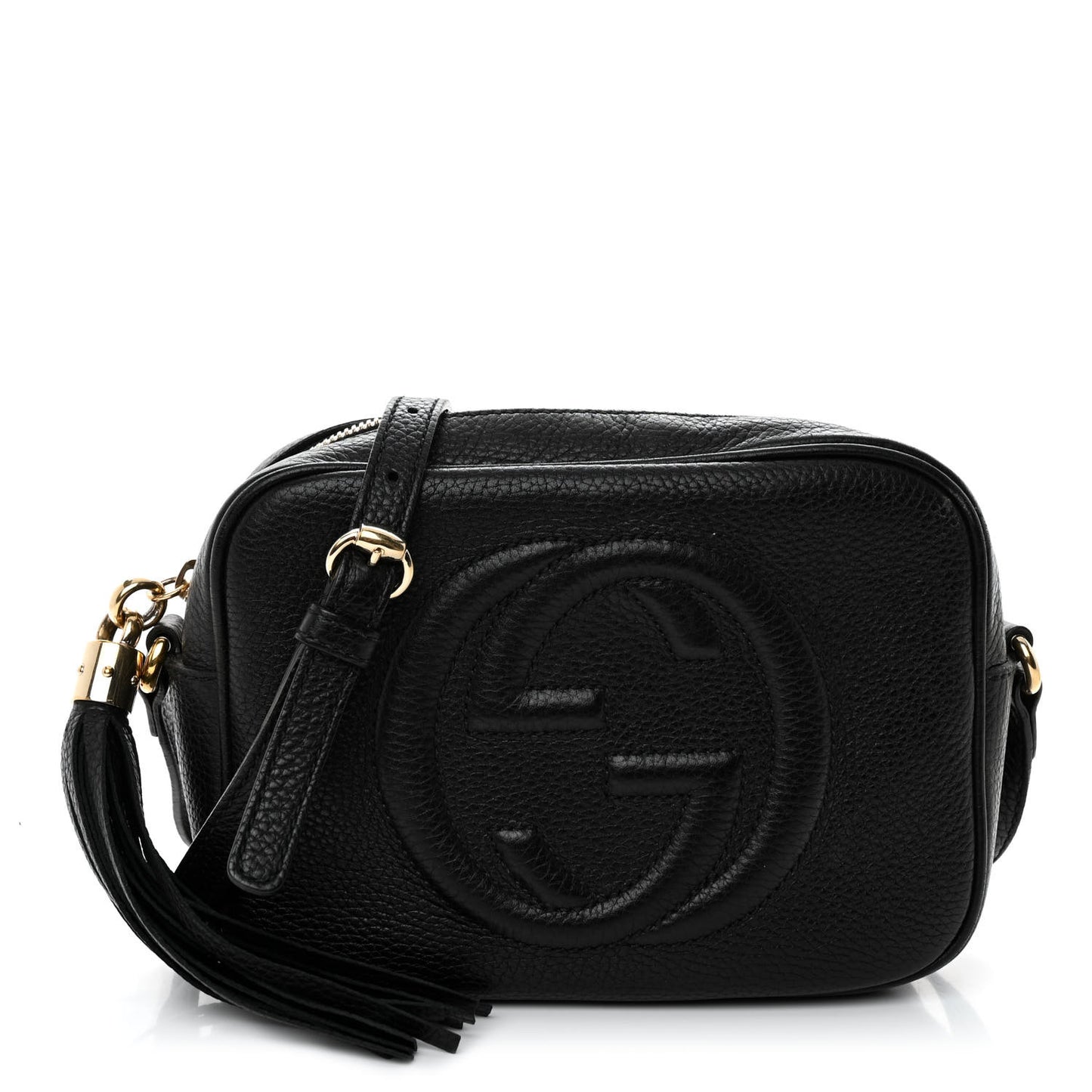 Pebbled Calfskin Small Soho Disco Bag Black