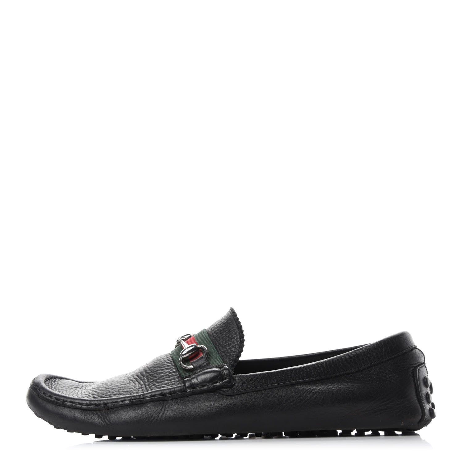 Gucci Calfskin Mens Horsebit Web Driver Loafers 8.5 Black 1 of 7