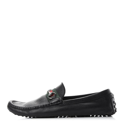 Gucci Calfskin Mens Horsebit Web Driver Loafers 8.5 Black 1 of 7