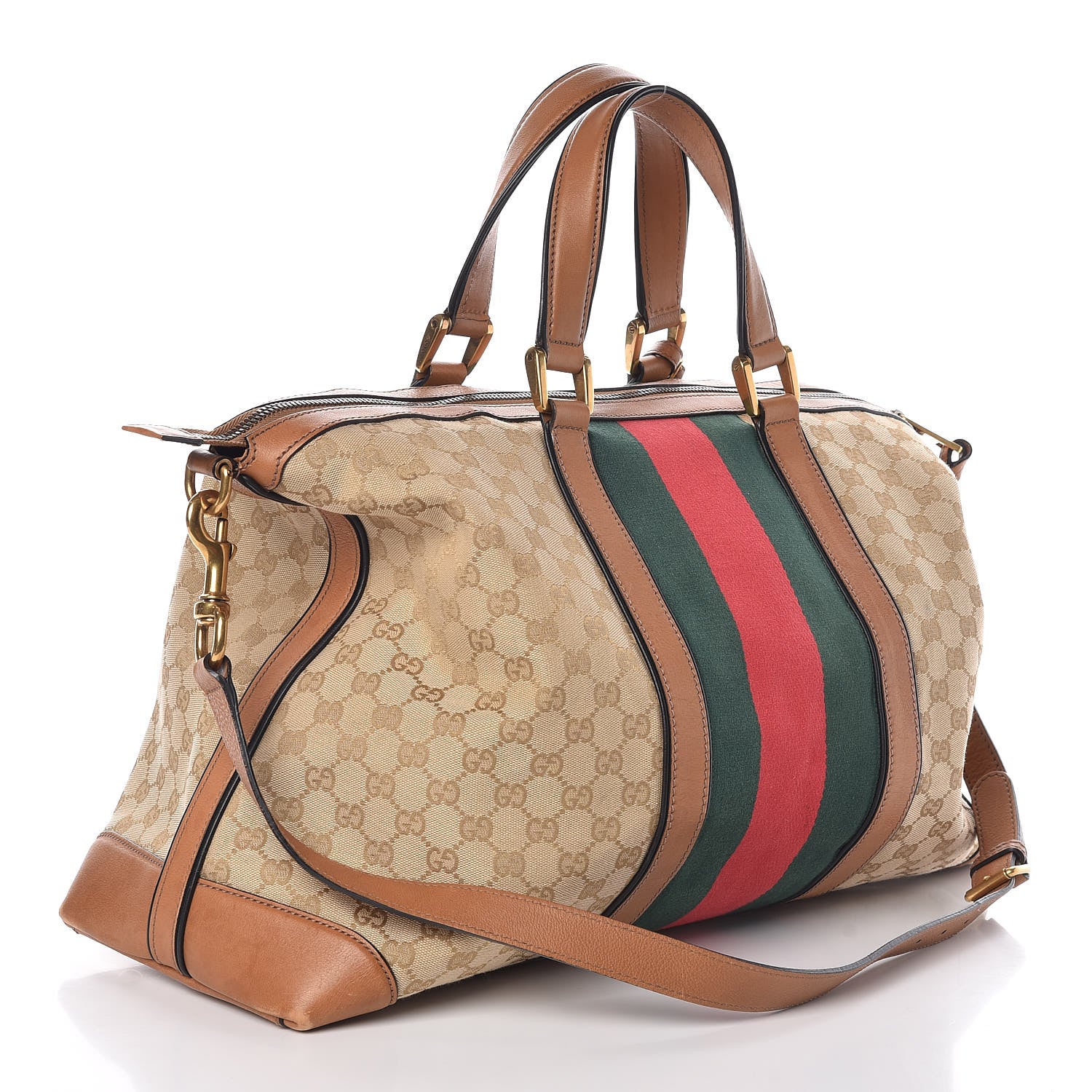 Gucci GG Monogram Web Large Rania Top Handle Bag Sand 3 of 12