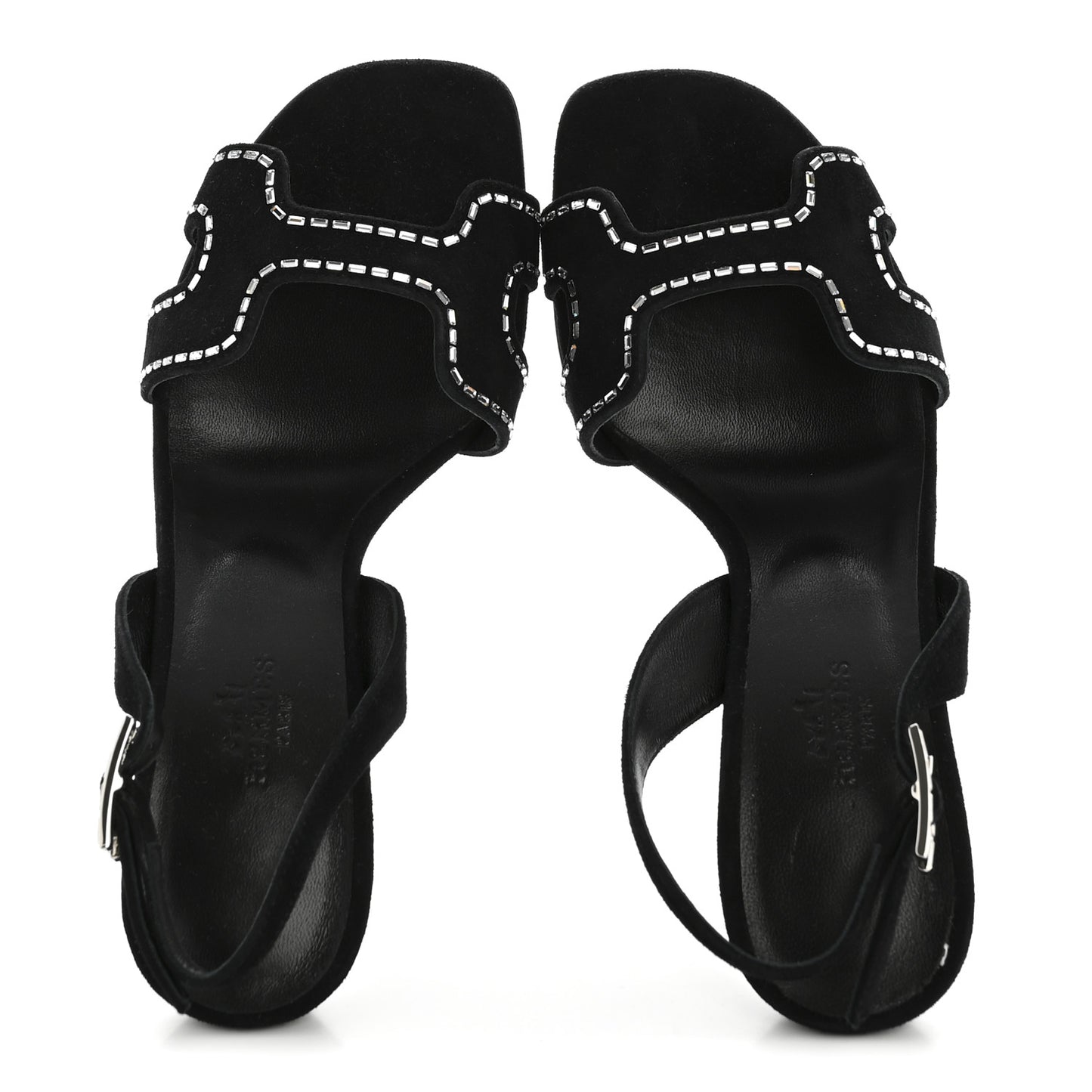 Suede Goatskin Crystal Heden 80 Sandals 36 Black