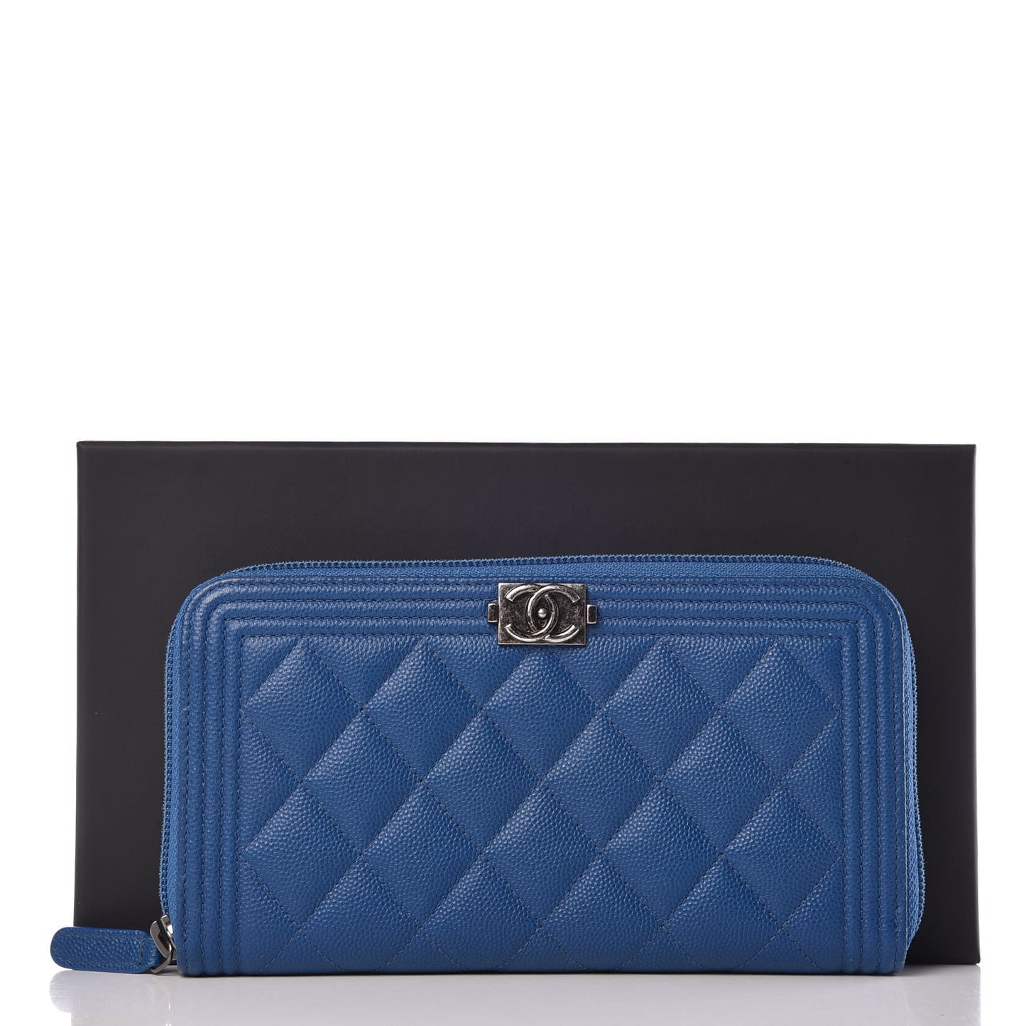 Caviar Large Zip Around Boy Wallet Blue