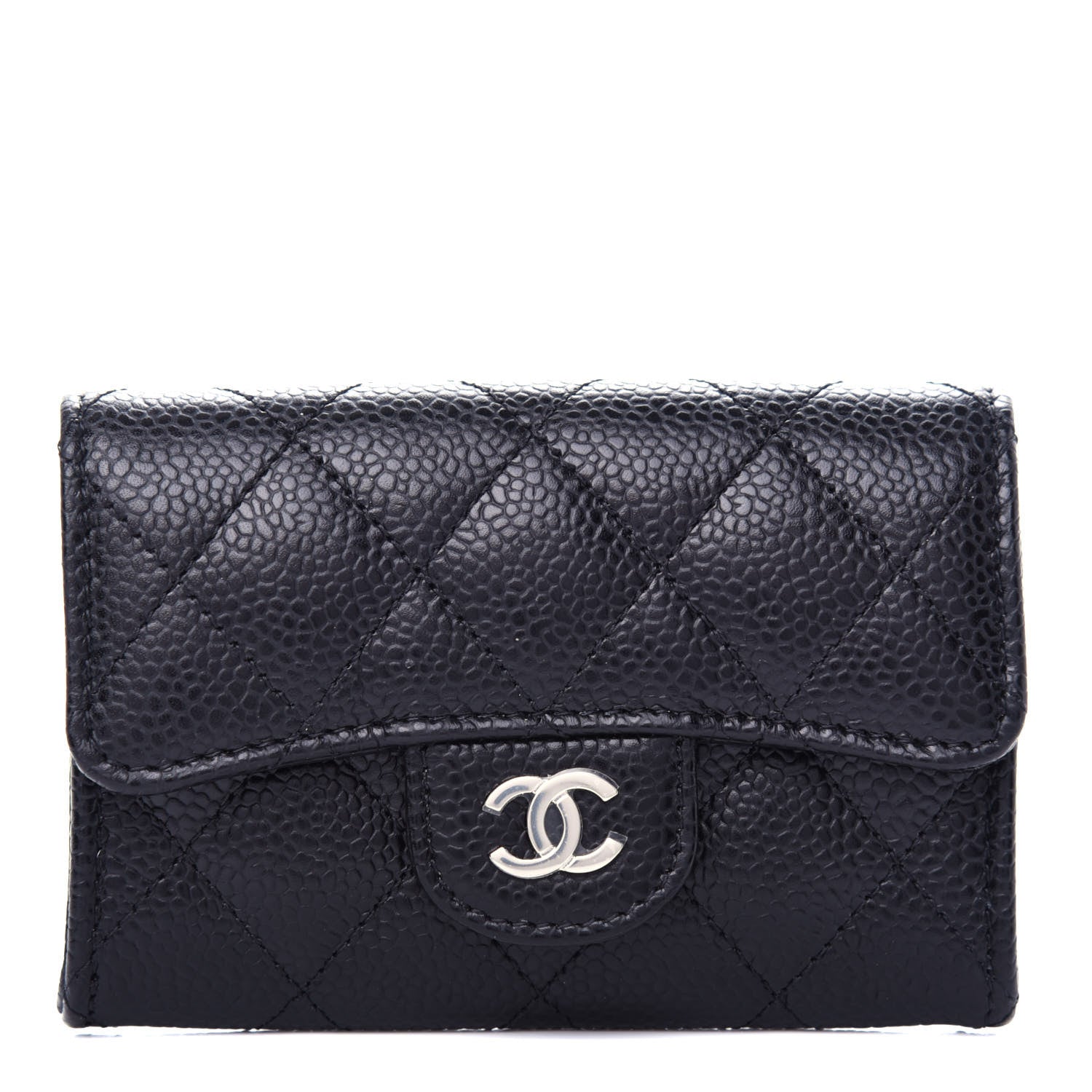Chanel Caviar Quilted Flap Card Holder Wallet Black 1 of 9