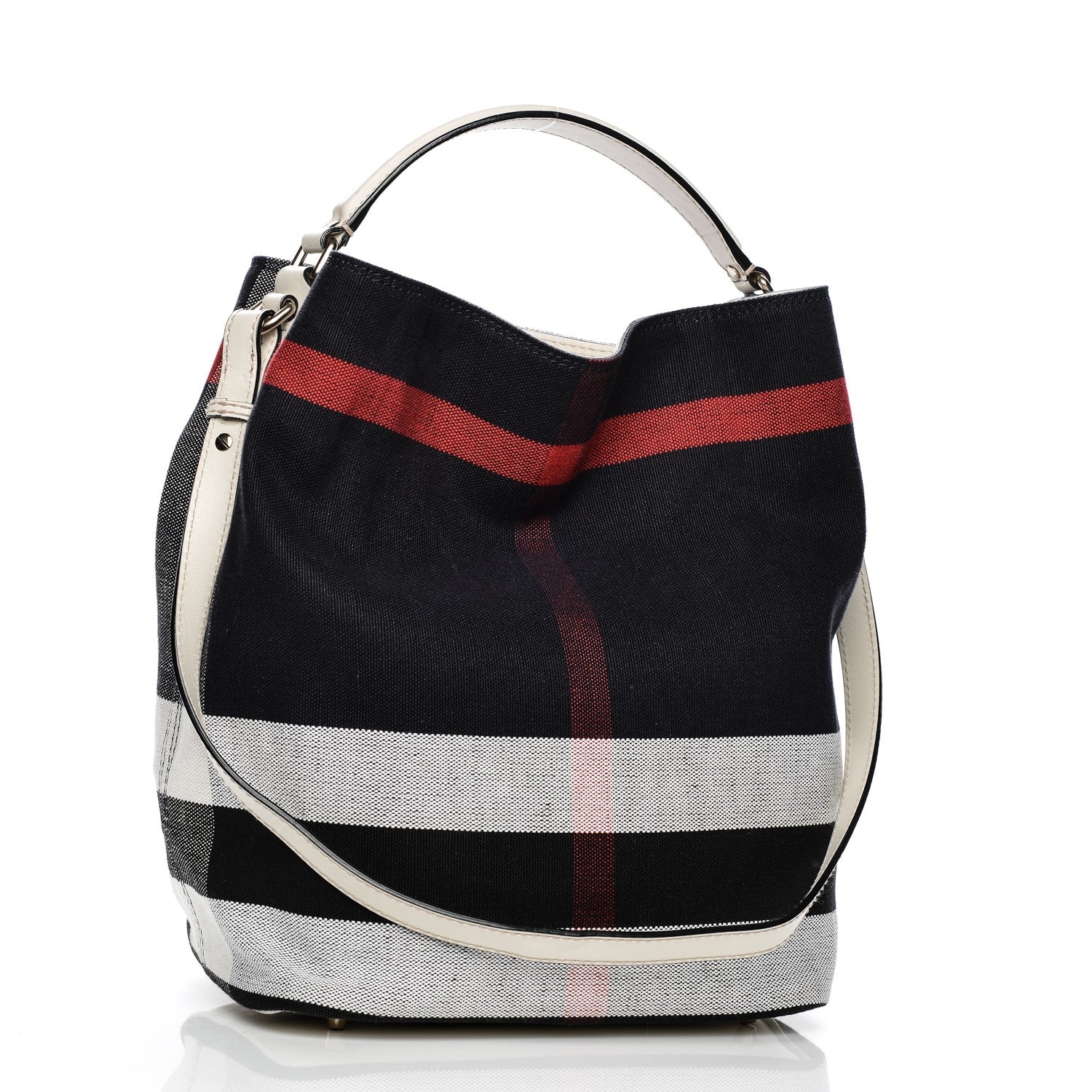 Burberry Canvas Mega Check Medium Ashby Hobo White 3 of 9