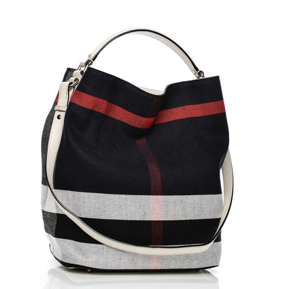 Burberry Canvas Mega Check Medium Ashby Hobo White 3 of 9