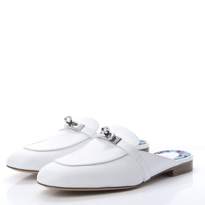 Hermes Calfskin Oz Mules 37 White 3 of 7