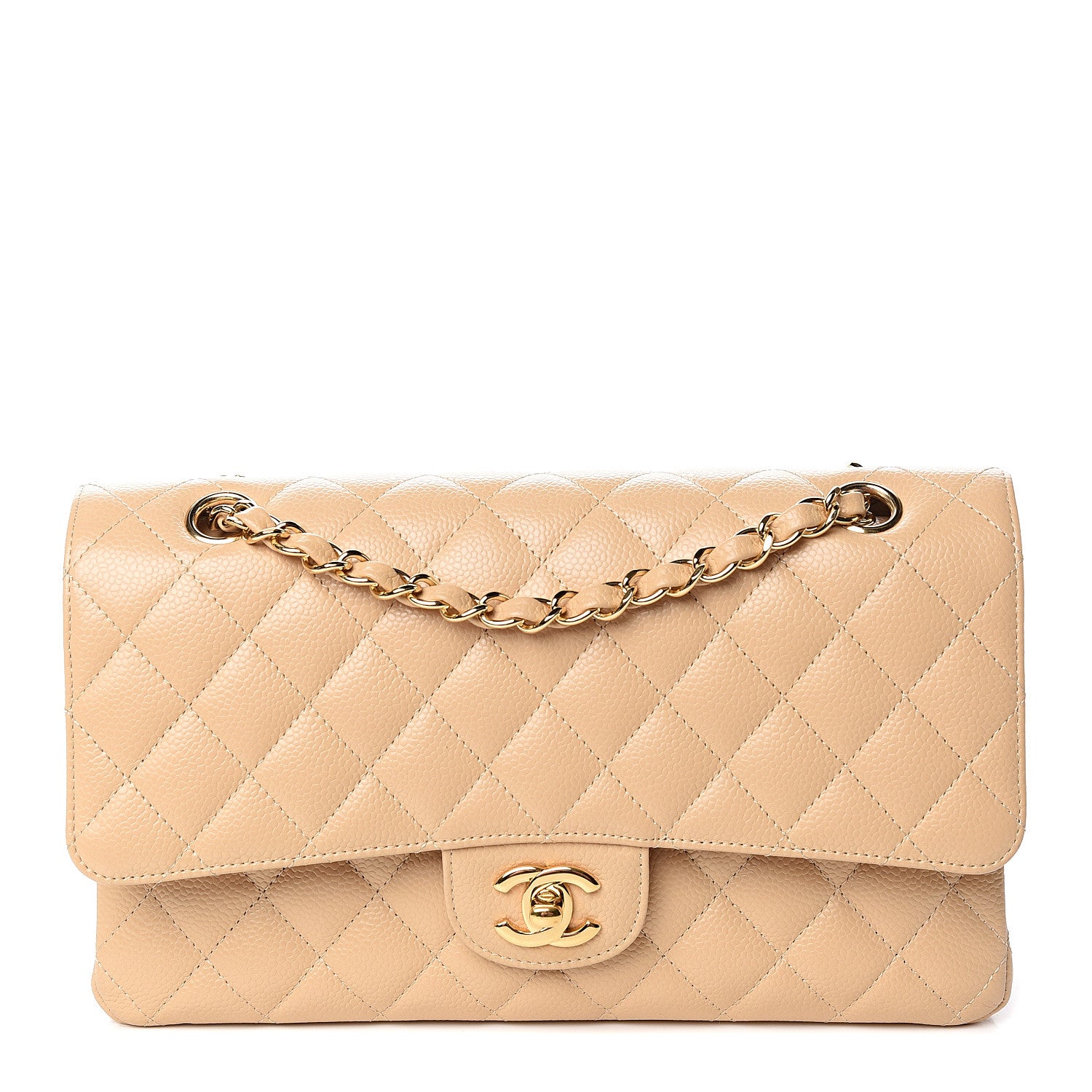 Chanel Caviar Quilted Medium Double Flap Beige 1 of 10