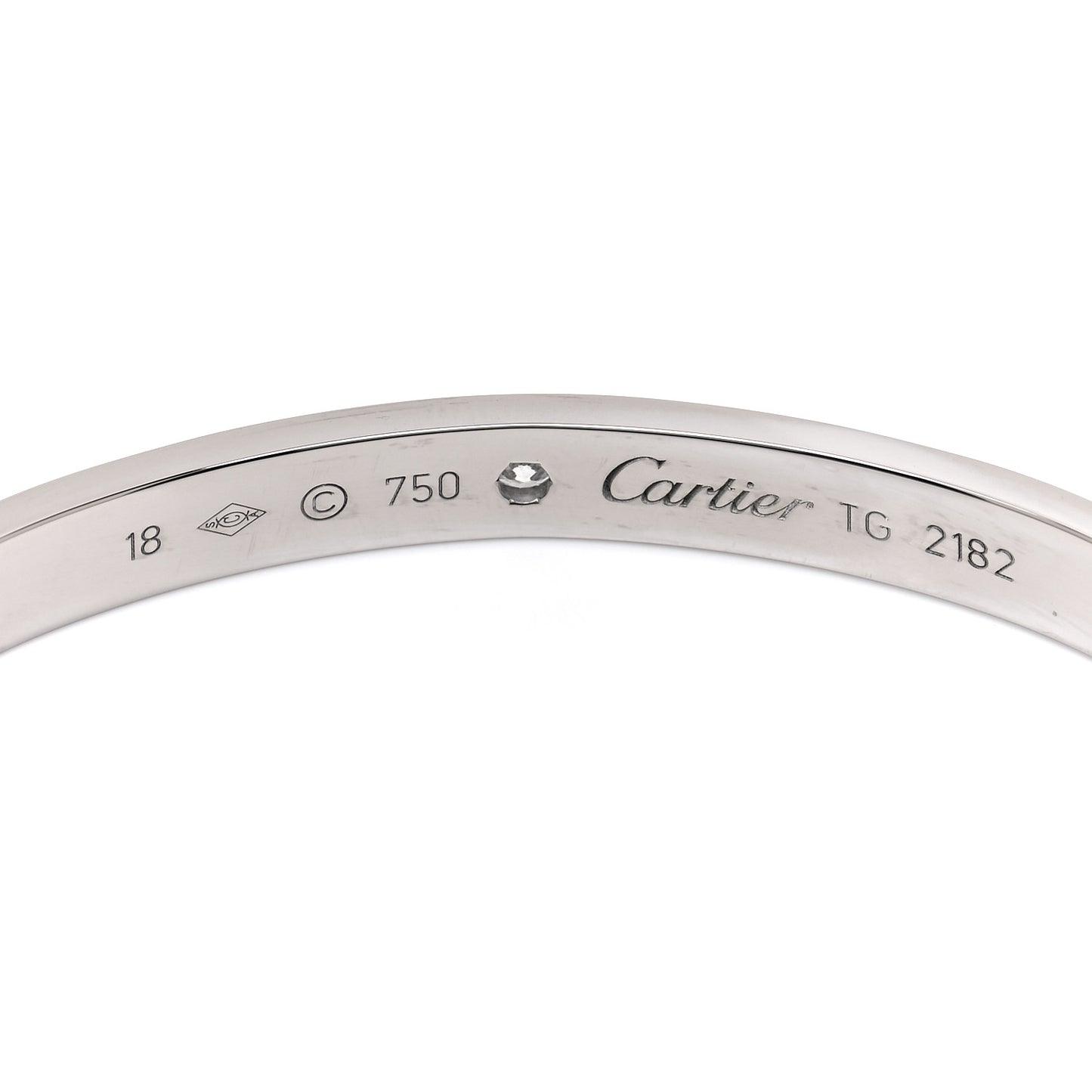 18K White Gold 1 Diamond LOVE Cuff Bracelet 18