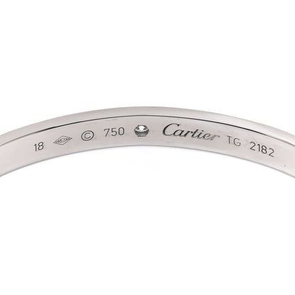 Cartier 18K White Gold 1 Diamond LOVE Cuff Bracelet 18 4 of 4