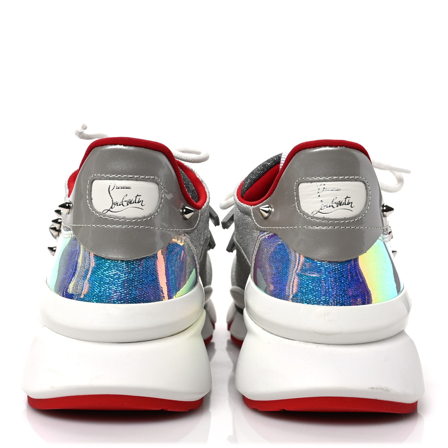 Christian Louboutin Glitter Donna Red Runner Flat Sneaker 39 Silver 5 of 9