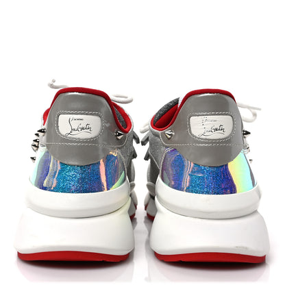 Christian Louboutin Glitter Donna Red Runner Flat Sneaker 39 Silver 5 of 9