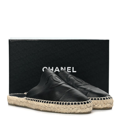 Chanel Calfskin CC Espadrille Mules 40 Black 10 of 10