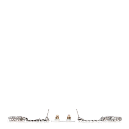 Chanel Baguette Crystal CC Drop Earrings Silver 3 of 3