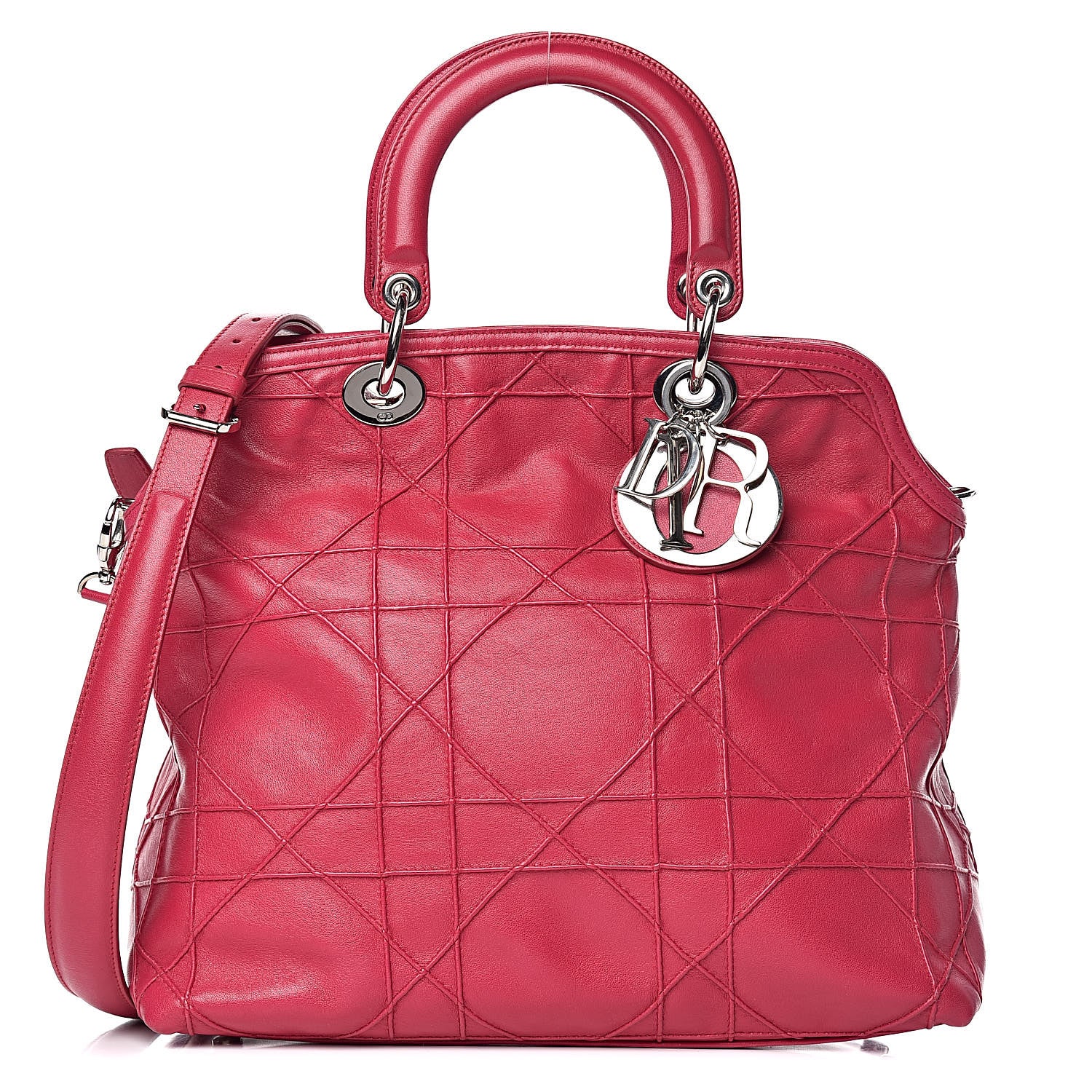 Christian Dior Lambskin Cannage Medium Granville Tote Fuchsia 1 of 17