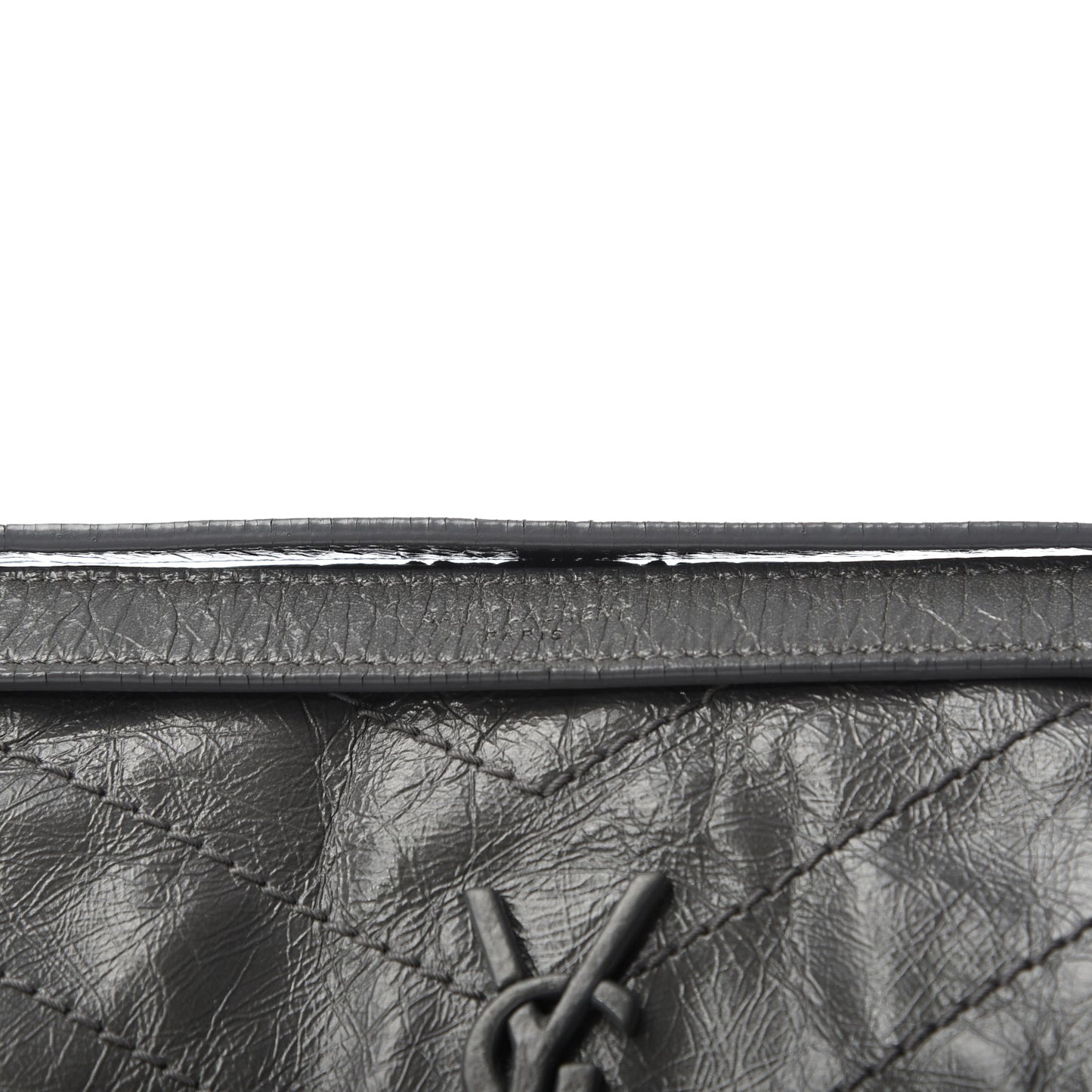 Crinkled Calfskin Matelasse Monogram Baby Niki Chain Satchel Storm