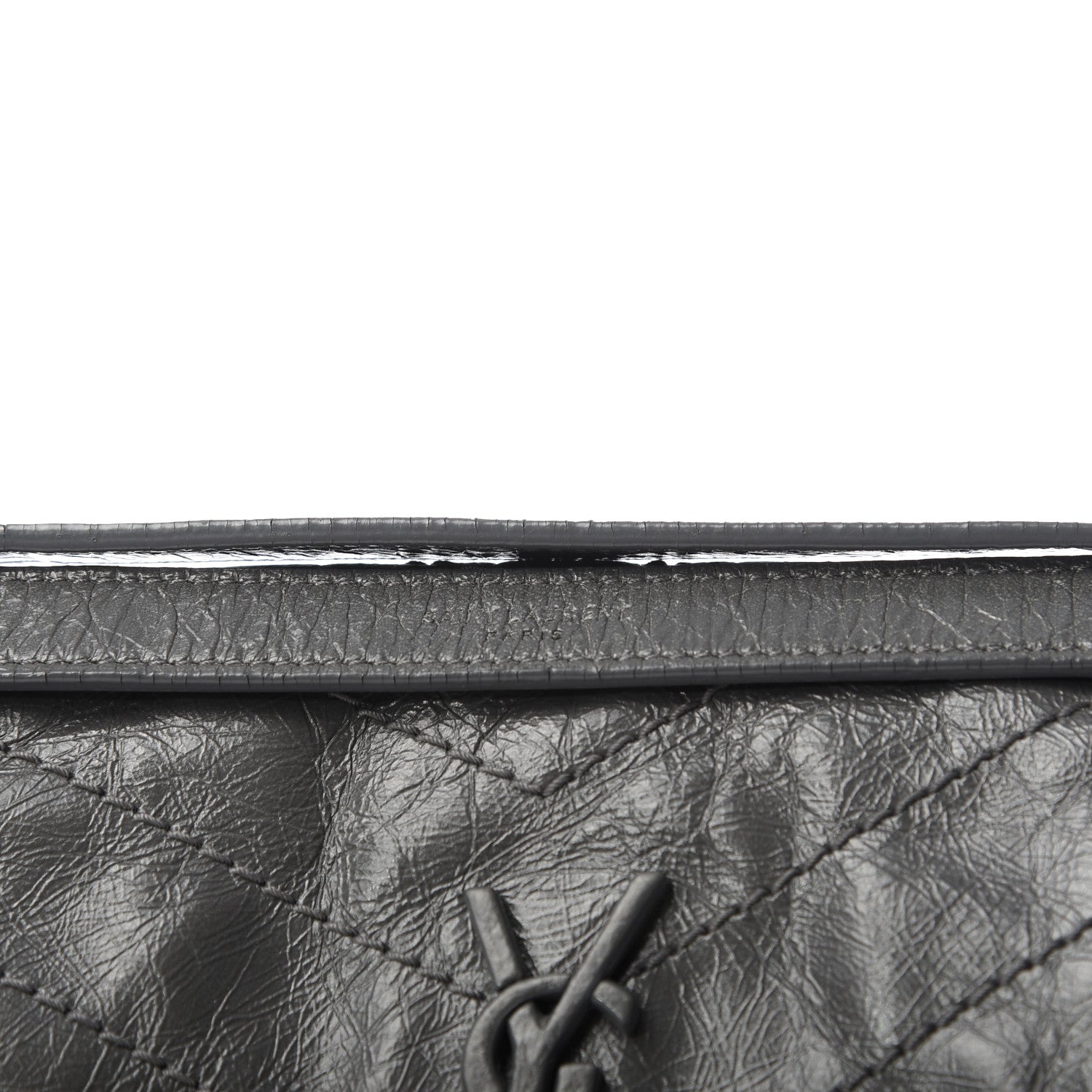 Saint Laurent Crinkled Calfskin Matelasse Monogram Baby Niki Chain Satchel Storm 12 of 12