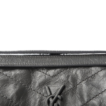 Saint Laurent Crinkled Calfskin Matelasse Monogram Baby Niki Chain Satchel Storm 12 of 12