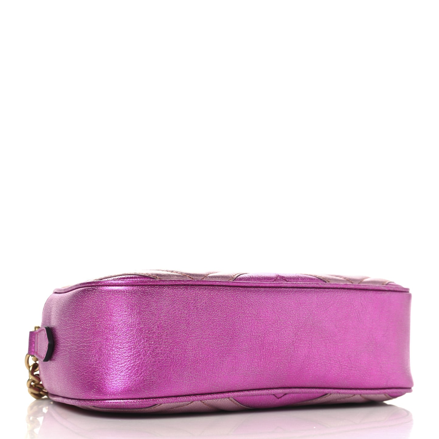 Laminated Nappa Matelasse Small GG Marmont Chain Shoulder Bag Fuxia Rosso Rosa
