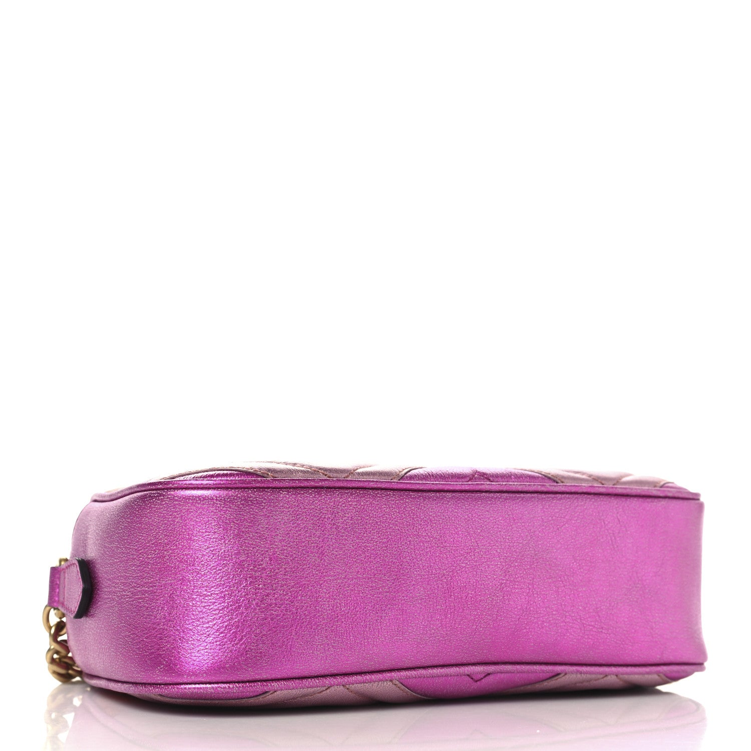 Gucci Laminated Nappa Matelasse Small GG Marmont Chain Shoulder Bag Fuxia Rosso Rosa 4 of 10