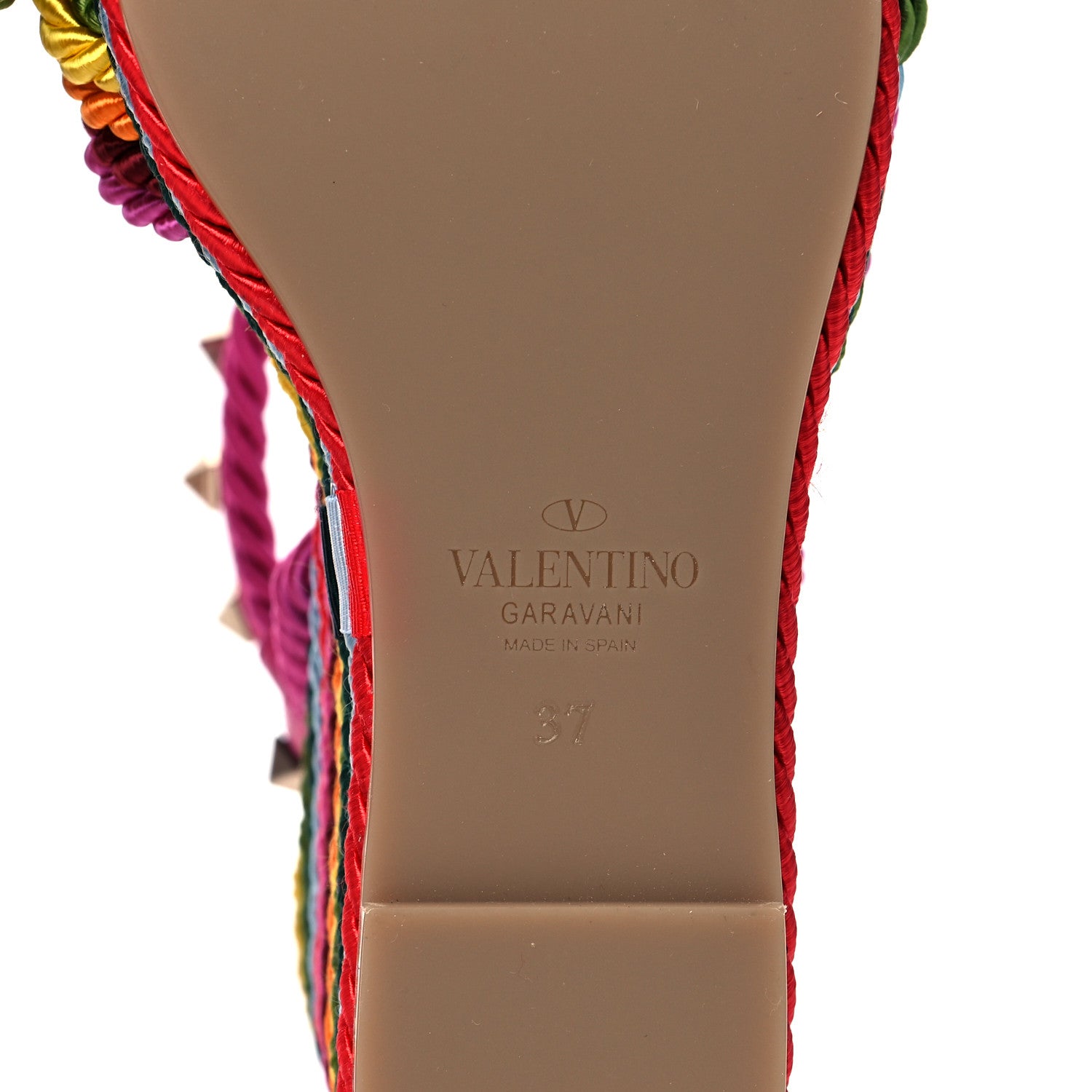 Valentino Garavani Calfskin Rockstud Ankle Strap Torchon Espadrille 25/115mm Wedge Sandals 37 Feminine Pink Multicolor 6 of 8