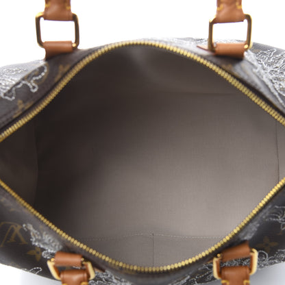 Louis Vuitton Monogram Dentelle Speedy 30 Silver 5 of 9