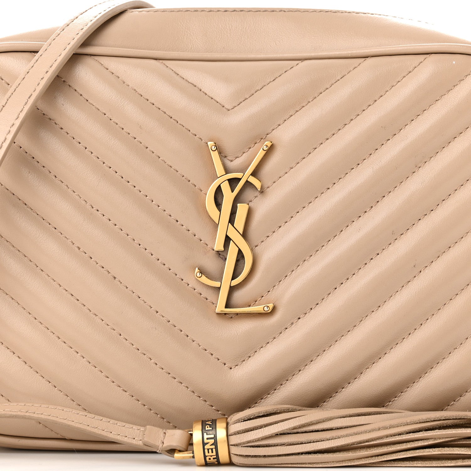 Saint Laurent Calfskin Matelasse Monogram Lou Camera Bag Dark Beige 8 of 16