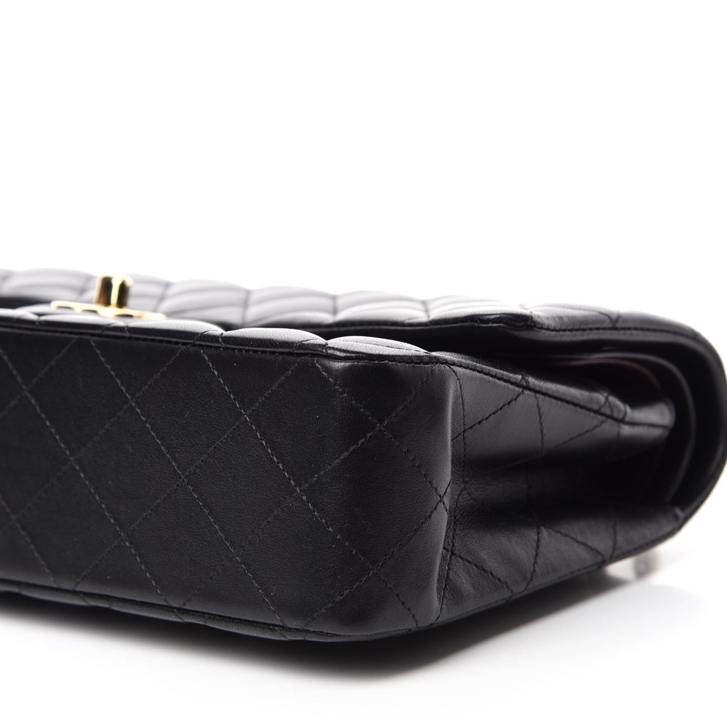 Lambskin Quilted Medium Double Flap Black