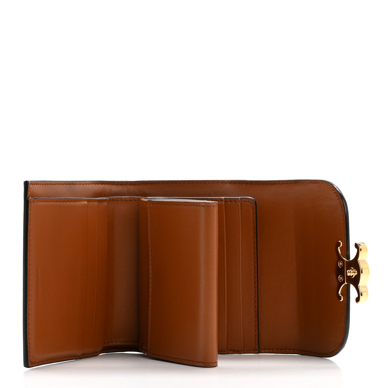 Celine Textile Calfskin Small Triomphe Wallet Natural Tan 5 of 13
