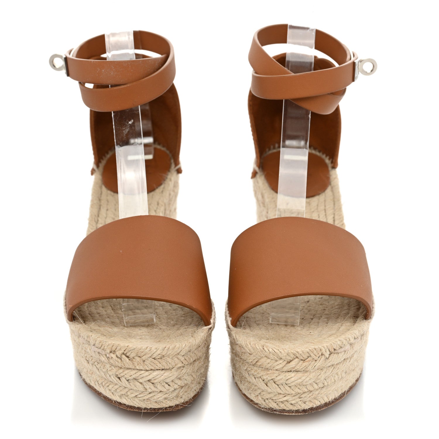Hermes Calfskin Tivoli Espadrille Wedge Sandals 38 Naturel 2 of 11