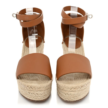 Hermes Calfskin Tivoli Espadrille Wedge Sandals 38 Naturel 2 of 11