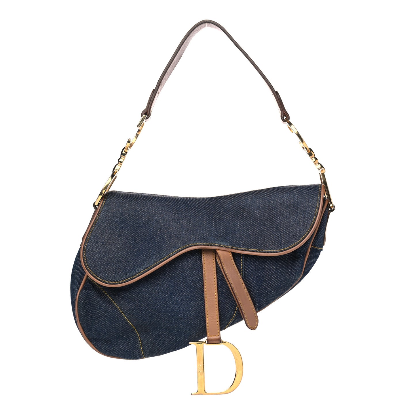 Denim Calfskin Saddle Bag Blue