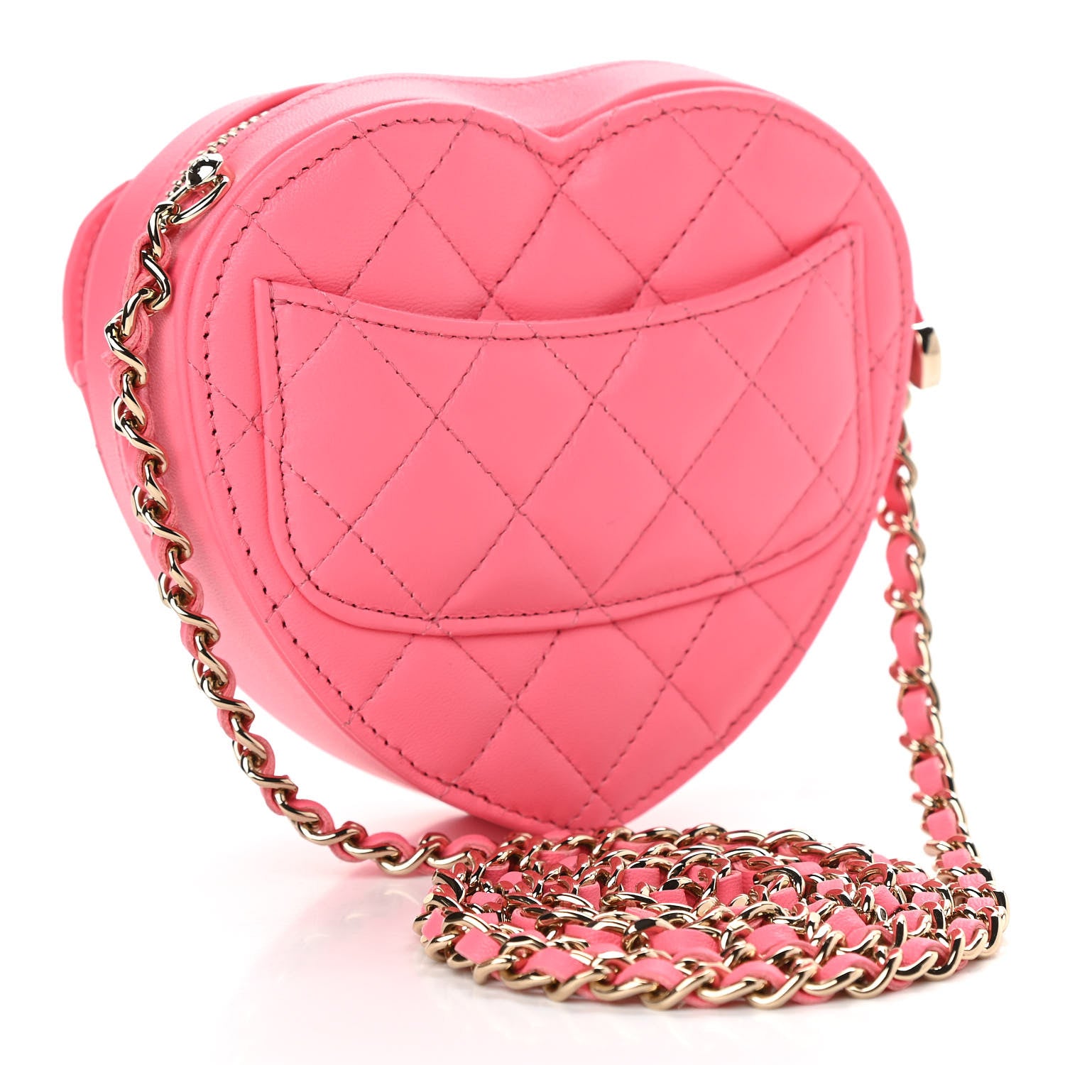 Chanel Lambskin Quilted CC In Love Heart Clutch With Chain Pink 3 of 11