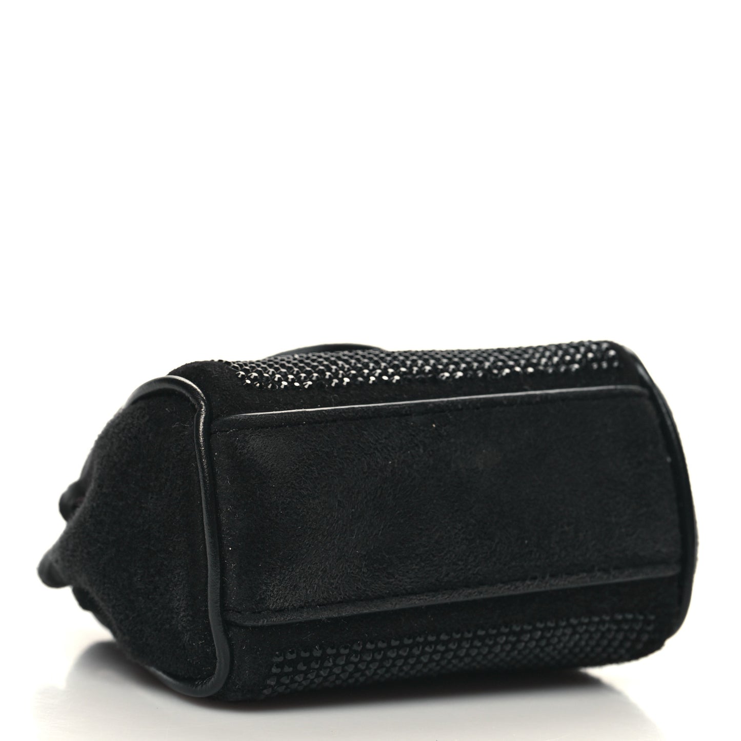 Suede Crystal Studded Micro La Medusa Bag Black
